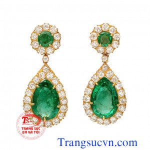 Emerald thiên nhiên hoa tai đẹp