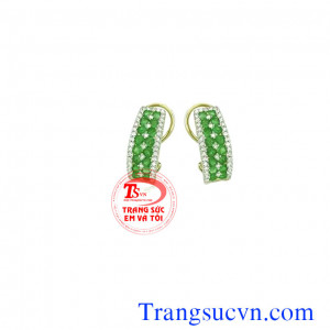 Bán Hoa tai emerald vàng tây,giá đôi bông tai emerald thiên nhiên có giấy kiểm định đá quý và vàng,đặt hoa tai vàng gắn đá quý tự nhiên theo yêu cầu