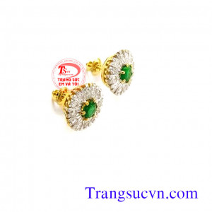Hoa tai,doi bong tai,doi hoa tai,hoa tai da emerald,hoa tai ngoc luc bao,hoa ta dep,emerald,cặp bông tai,nu vang tay,nu đeo tai