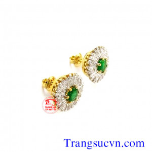Hoa tai,doi bong tai,doi hoa tai,hoa tai da emerald,hoa tai ngoc luc bao,hoa ta dep,emerald,cặp bông tai,nu vang tay,nu đeo tai
