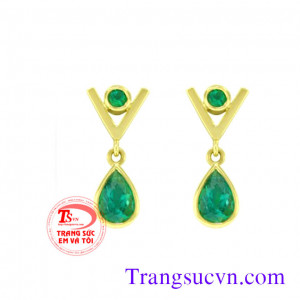 Hoa tai,doi bong tai,doi hoa tai,hoa tai da emerald,hoa tai ngoc luc bao,hoa ta dep,emerald,cặp bông tai,nu vang tay,nu đeo tai