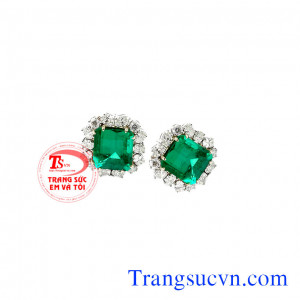 Bán Hoa tai emerald vàng tây,giá đôi bông tai emerald thiên nhiên có giấy kiểm định đá quý và vàng,đặt hoa tai vàng gắn đá quý tự nhiên theo yêu cầu
