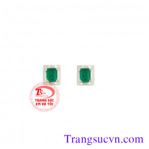 Bán Hoa tai emerald vàng tây,giá đôi bông tai emerald thiên nhiên có giấy kiểm định đá quý và vàng,đặt hoa tai vàng gắn đá quý tự nhiên theo yêu cầu