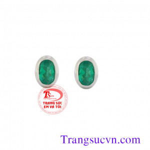 Hoa tai cặp emerald lam