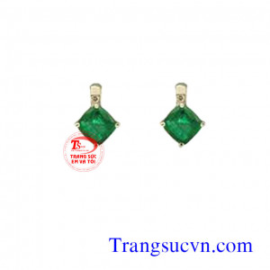 Nụ tai emerald vuông