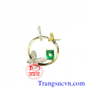 Mặt dây cánh bướm emerald Bán mặt dây emerald thiên nhiên,có giấy kiểm định đá emerald và vàng,giá đá quý emerald tốt,đặt mặt dây chuyền vàng tây đính đá quý theo mệnh mộc,hỏa