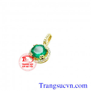 Mặt tròn đá emerald, Bán mặt dây emerald thiên nhiên,có giấy kiểm định đá emerald thiên nhiên,đặt mặt dây chuyền vàng tây đính đá quý theo mệnh.
