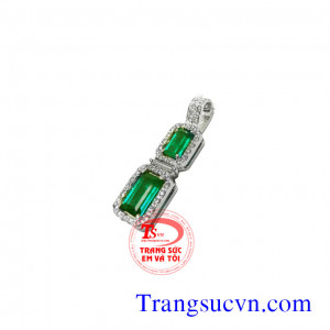 Mặt dây dọc emerald thiên nhiên,có giấy kiểm định đá emerald và vàng,giá đá quý emerald tốt,đặt mặt dây chuyền vàng tây đính đá quý theo mệnh mộc,hỏa.