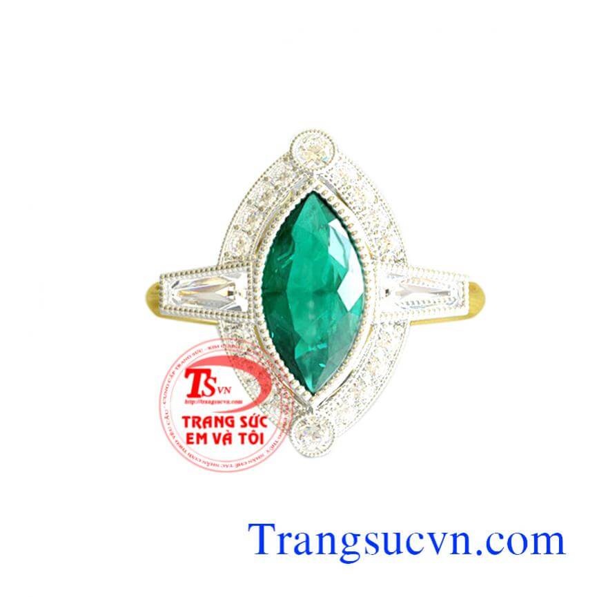 Nhẫn nữ gắn đá Emerald thiên nhiên