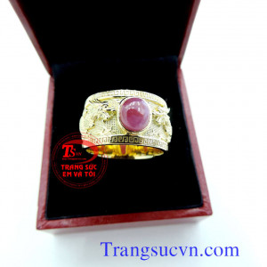 Nhẫn nam ruby rồng vàng