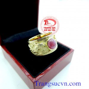 Nhẫn nam ruby rồng vàng