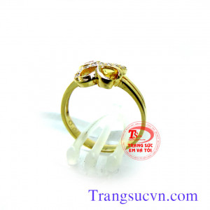 Nhẫn nữ đá saphir vàng đôi