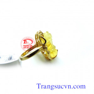 Nhẫn thạch anh vàng vàng