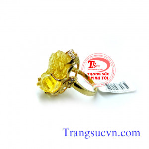 Nhẫn thạch anh vàng vàng