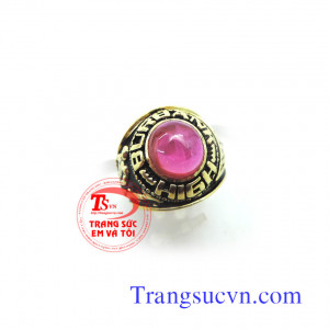 Nhẫn nam vàng tây ruby tổng hợp