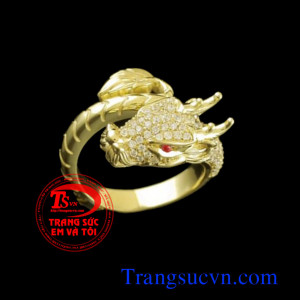 Với kiểu chế tác chiếc Nhẫn nam con rồng vàng tây 18k găn kim cương và ruby hình con rồng nổi quấn quanh ngón tay làm tôn lên chiếc nhẫn nam đẹp