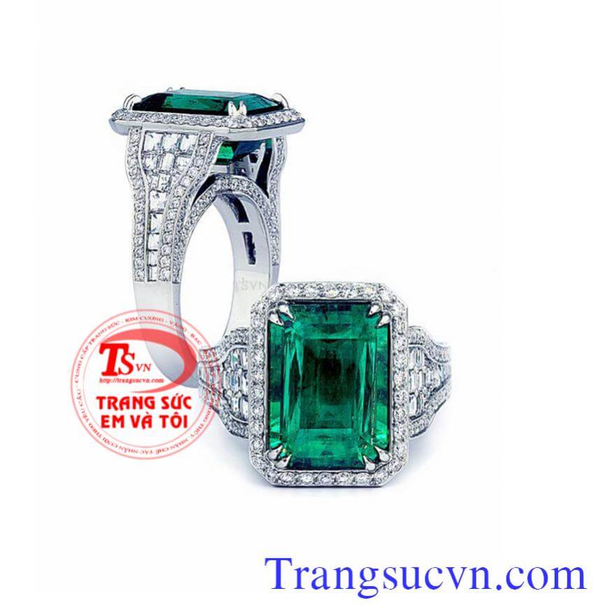 Nhẫn nữ váng trắng Emerald-ngọc lục bảo
