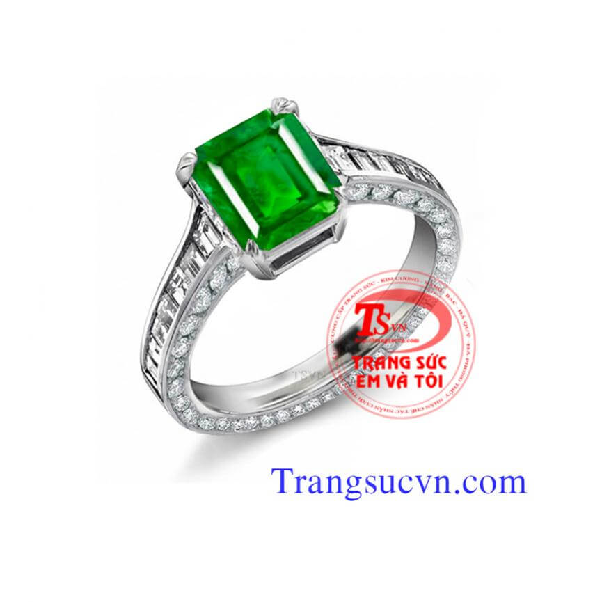 Nhẫn nữ vàng trắng-emerald