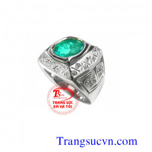 Nhẫn nam gắn đá xanh mệnh hỏa