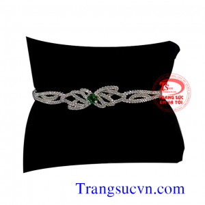 Vòng tay đá Emerald tự nhiên vàng trắng với kiểu làm vòng tay tinh tế và quyến rũ nữ tính cho người sử dụng,bảo hành 12 tháng