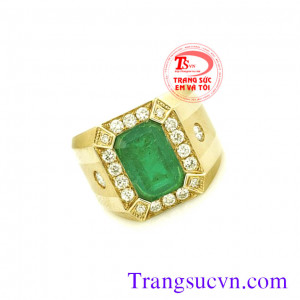 Nhẫn nam gắn đá emeral thiên nhiên