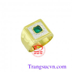 Nhẫn vàng 14k -đá emerald thiên nhiên