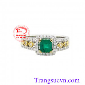 Nhẫn nữ đá emerald xinh sắn
