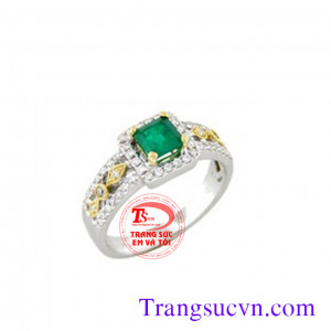 Nhẫn nữ đá emerald xinh sắn