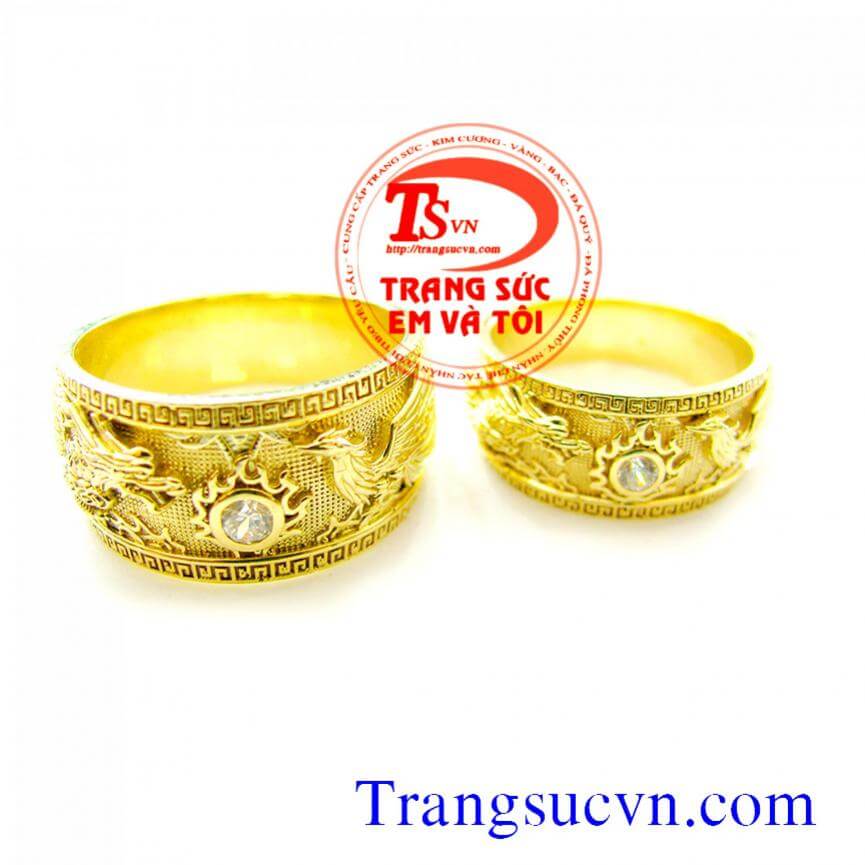 Cặp nhẫn cưới vàng 18k pnj long phụng 0035500354  pnjcomvn
