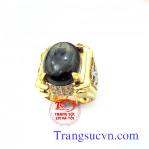 Nhẫn nam vàng đá saphir đẹp