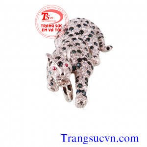 Con Báo vàng trắng đá saphir-Diamond-Ruby