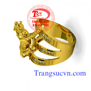 Nhẫn nam đẹp được chế tác trên chất liệu vàng 18k (75%Au) với đường nét tinh xảo đến từng chi tiết của nhẫn nam mãnh hổ