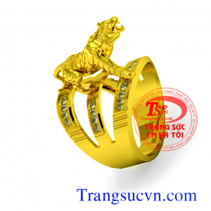 Nhẫn nam đẹp được chế tác trên chất liệu vàng 18k (75%Au) với đường nét tinh xảo đến từng chi tiết của nhẫn nam mãnh hổ