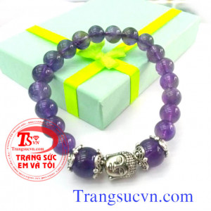 Vòng tay thạch anh tím bạc