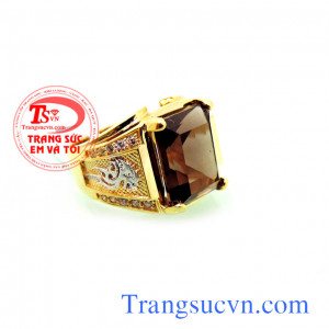 Nhẫn nam thạch anh khói