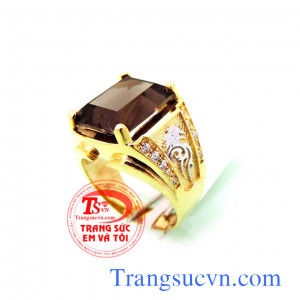 Nhẫn nam thạch anh khói