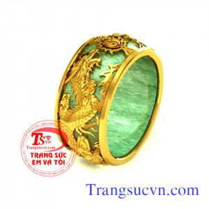 Nhẫn ngọc rồng phượng 18k