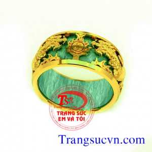 Nhẫn ngọc rồng phượng 18k