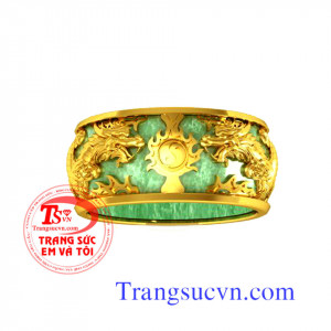 Nhẫn ngọc rồng phượng 18k