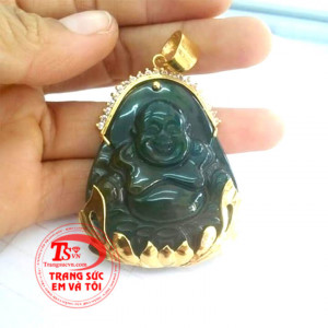 Mặt phật đá Canxedon vàng