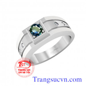 Nhẫn nam saphir vàng trắng