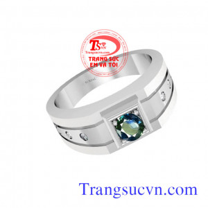 Nhẫn nam saphir vàng trắng