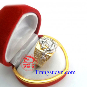 Nhẫn nam tuổi ngựa giá rẻ,tượng trưng cho sự thăng tiến, may mắn chế tác trên máy 3D đẹp|Bảo hành 06 tháng/giao nhẫn tận nơi.Thu tiền tại nhà Vàng đảm bảo