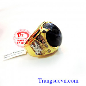 Nhẫn sapphire sọc vàng tây đẹp
