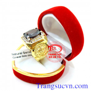 Nhẫn nam mệnh hỏa và mệnh thổ,Nhẫn nam vàng 14k vàng đảm bảo,Đá Granet tự nhiên 100% Có giấy kiểm định,bảo hành 1 năm,giao hàng tận nơi