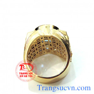 Nhẫn nam topaz rồng mệnh mộc và thủy vàng 14k gắn đá mới màu nước biển tưng sinh cho mệnh mộc,cây cần có nước,hợp đep ngón giữa, nhẫn nam topaz