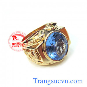 Nhẫn nam topaz rồng mệnh mộc và thủy vàng 14k gắn đá mới màu nước biển tưng sinh cho mệnh mộc,cây cần có nước,hợp đep ngón giữa, nhẫn nam topaz