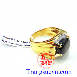 Nhẫn vàng 14k sapphire sao đẹp dàng cho nam hộ mệnh,nhẫn có bảo hành 1 năm,có giấy kiểm định đá và vàng,giao nhẫn toàn quốc đặt nhãn theo yêu cầu