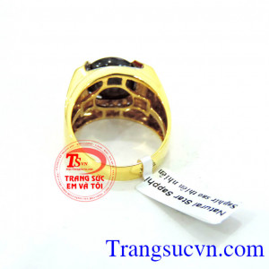 Nhẫn vàng 14k sapphire sao đẹp dàng cho nam hộ mệnh,nhẫn có bảo hành 1 năm,có giấy kiểm định đá và vàng,giao nhẫn toàn quốc đặt nhãn theo yêu cầu