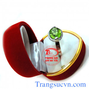 Nhẫn nữ vàng trắng đá xanh lá peridot thiên nhiên vàng trắng 18k(750)nhẫn nữ mệnh hỏa và nhẫn mệnh mộc,đá xanh trong suốt bảo hành 1 năm có kiểm đinhh